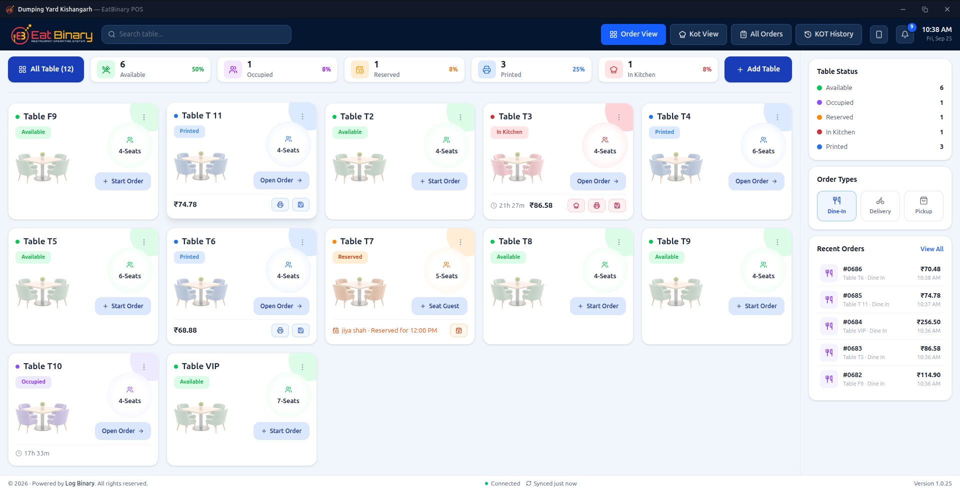 Eat Binary POS — table and floor management